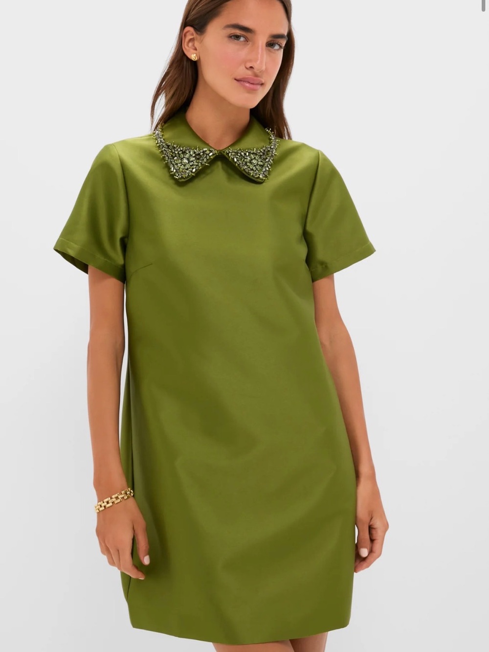 Tuckernuck Olive Jeweled Collar Mini Dress